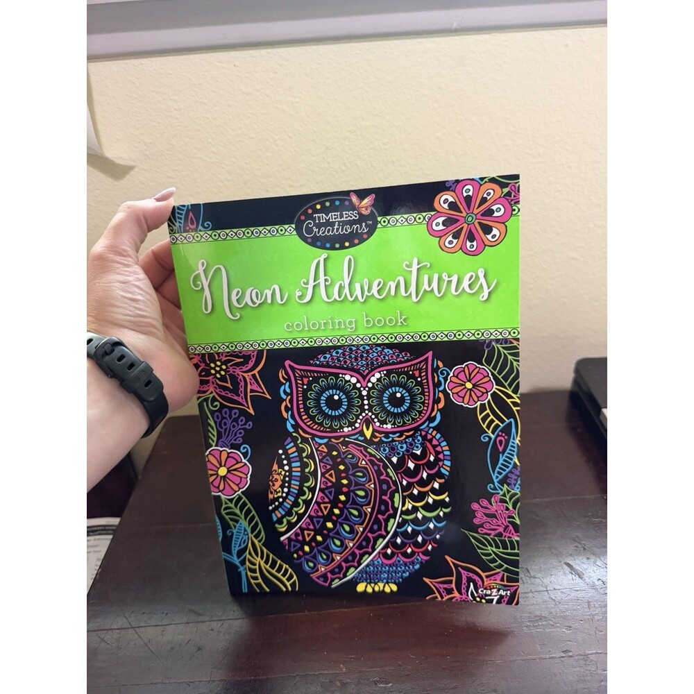 Timeless Creations Neon Adventures Adult Coloring Book CraZ Art 64 Pages
